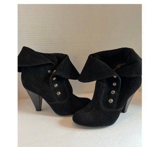 Black suede MIA booties with button detail-Sz 7